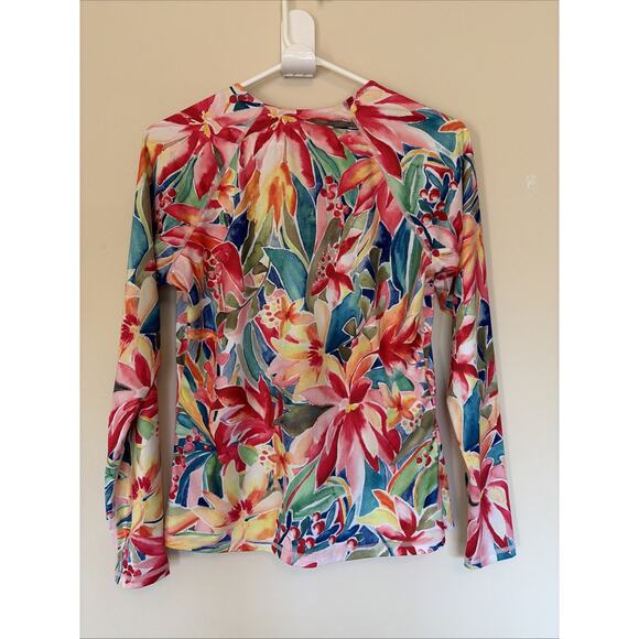 Hurley Colorful Vibrant Floral Flower 1/4 Zip UPF50+ Swim Shirt Rash Guard Small - Picture 5 of 6